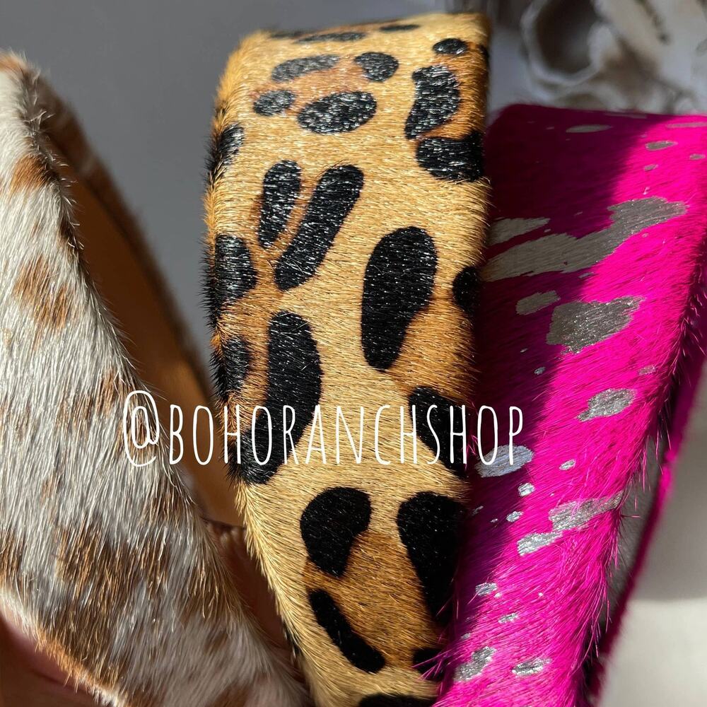 Genuine Cowhide Leather Headband | Leopard Print | One of a Kind